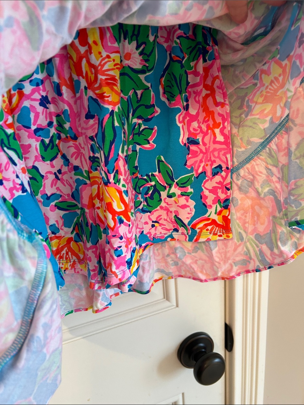 Lilly Pulitzer Peggy Pink Rose and Teal Floral Long Sleeve Romper Sz M - Picture 6 of 9